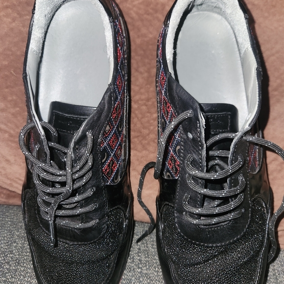 Franco Cuadra Designer Mens Casual Sneaker Shoe Monogram Red Black Sz 30 / 11 - Picture 4 of 12